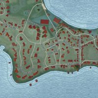 Second close-up of the map of Tonka Bay, Minnesota print showing more streets and buildings
