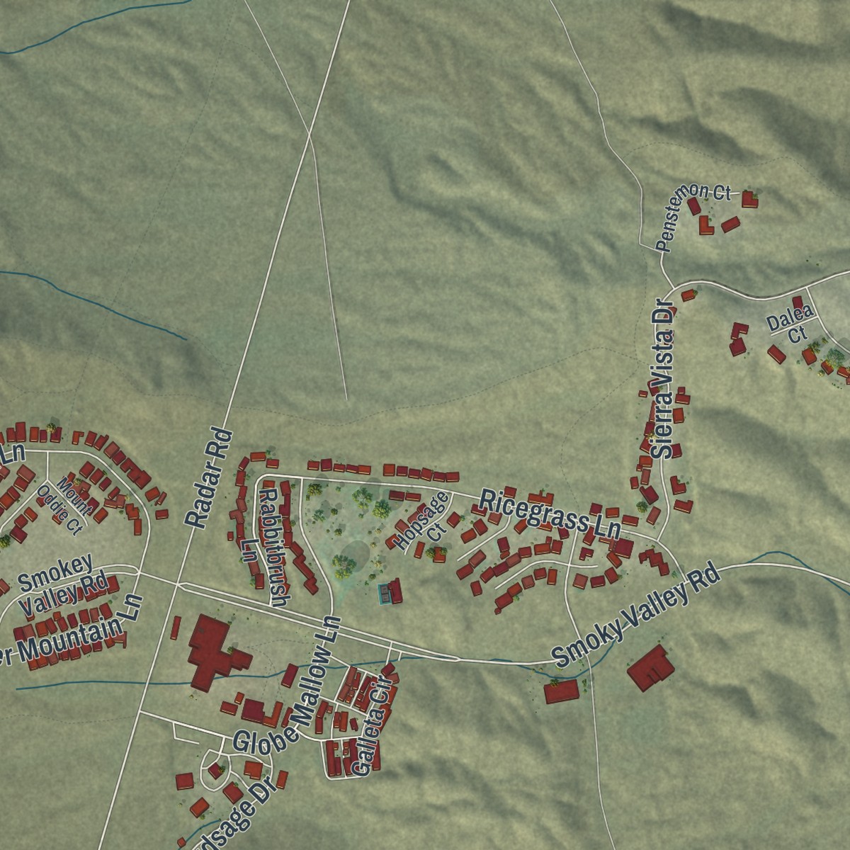 Second close-up of the map of Tonopah, Nevada print showing more streets and buildings