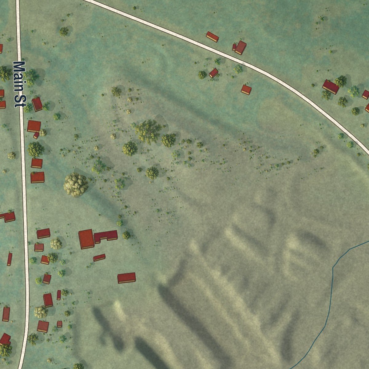 Second close-up of the map of Toomsboro, Georgia print showing more streets and buildings