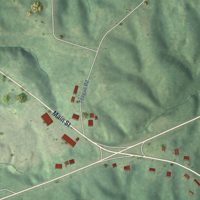 Second close-up of the map of Toone, Tennessee print showing more streets and buildings
