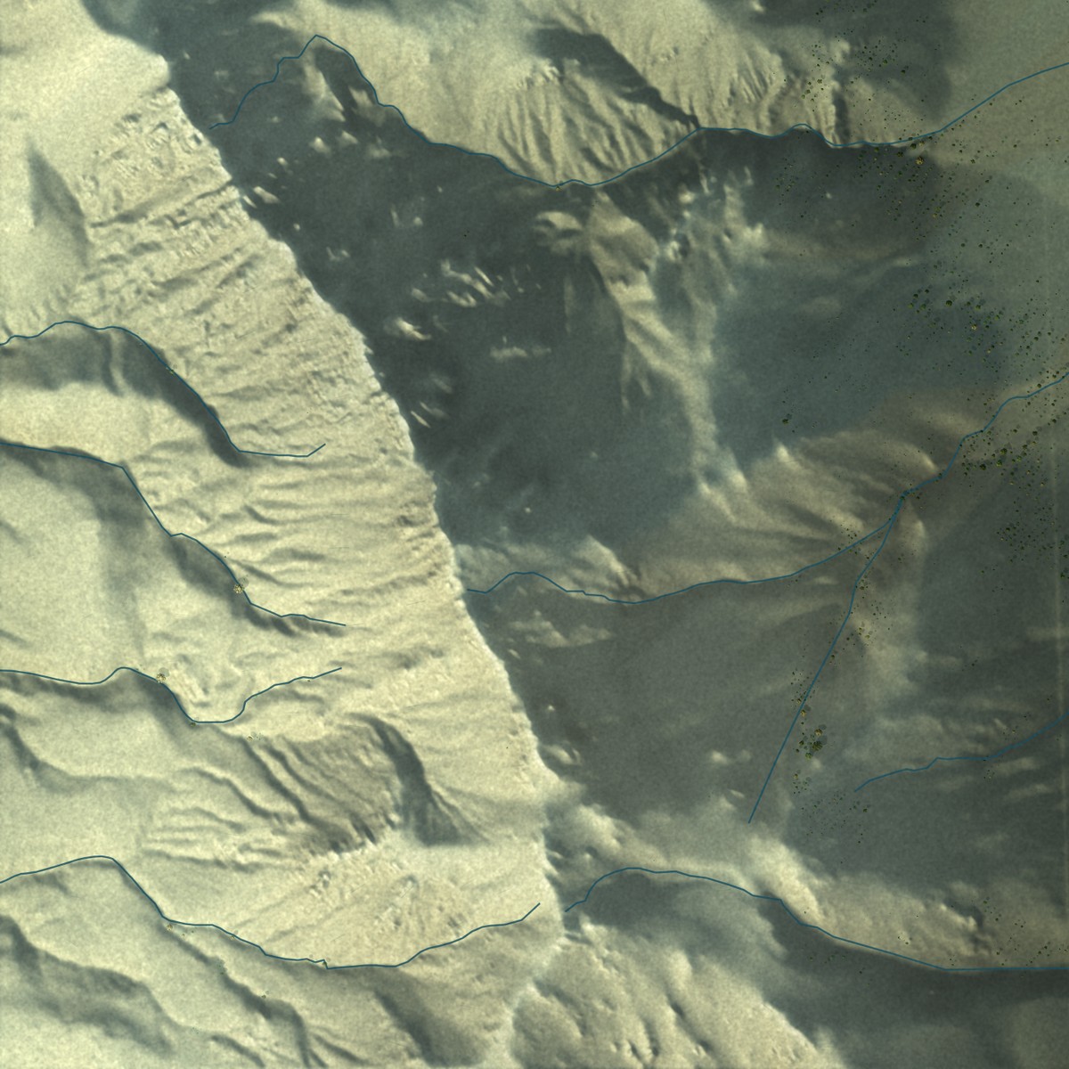 Second close-up of the map of Topaz, California print showing more streets and buildings