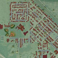 Second close-up of the map of Toppenish, Washington print showing more streets and buildings