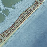 Second close-up of the map of Topsail Beach, North Carolina print showing more streets and buildings