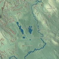 Close-up of the map of Topsfield, Massachusetts print showing terrain and local geography