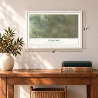 Torreon, New Mexico map, 12 x 18 inch print in a white frame in an entryway