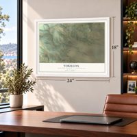 Torreon, New Mexico map, 18 x 24 inch print in a white frame in a home office