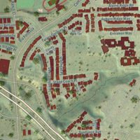 Second close-up of the map of Torrey Highlands, California print showing more streets and buildings