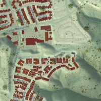 Second close-up of the map of Torrey Hills, California print showing more streets and buildings