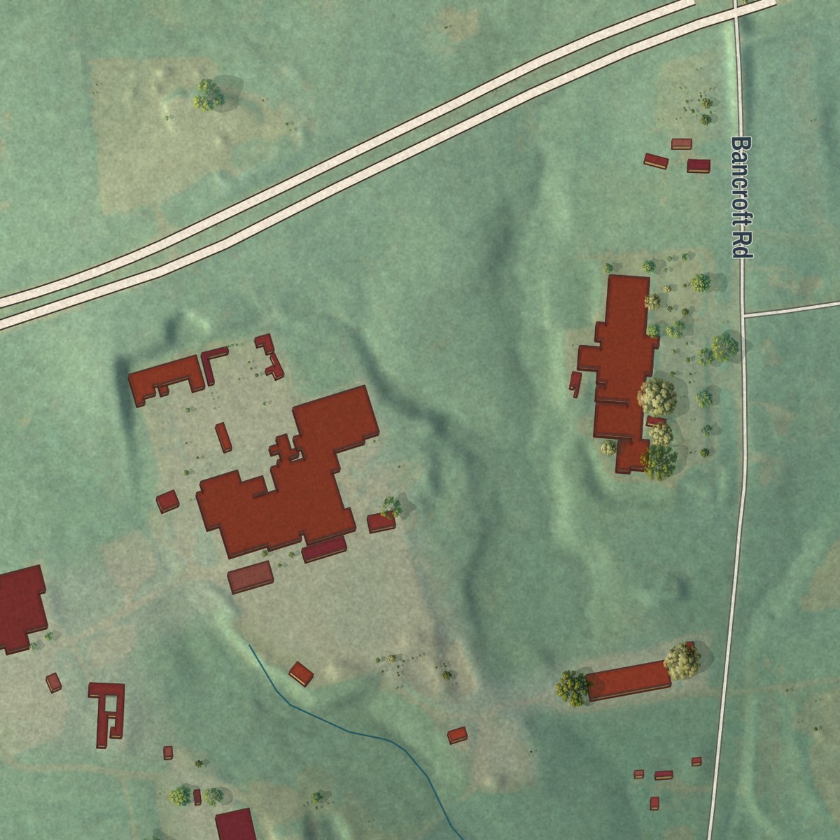 Second close-up of the map of Toughkenamon, Pennsylvania print showing more streets and buildings