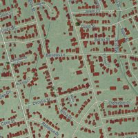 Second close-up of the map of Toulminville, Alabama print showing more streets and buildings