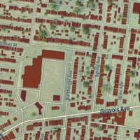 Second close-up of the map of Tower Grove South, Missouri print showing more streets and buildings