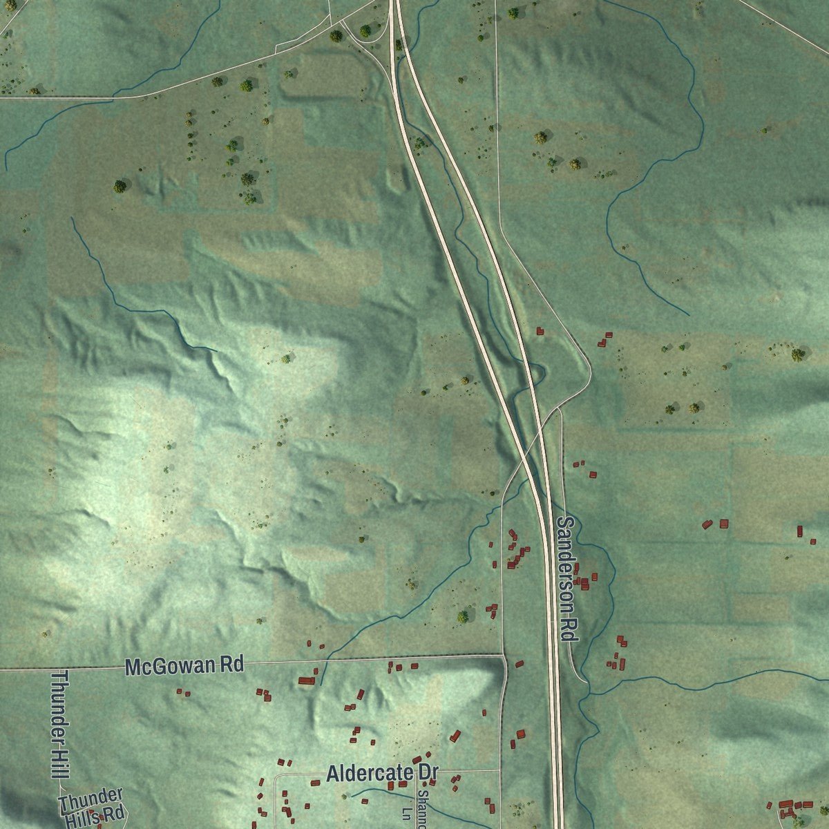Second close-up of the map of the Town of Arlington, Wisconsin print showing more streets and buildings