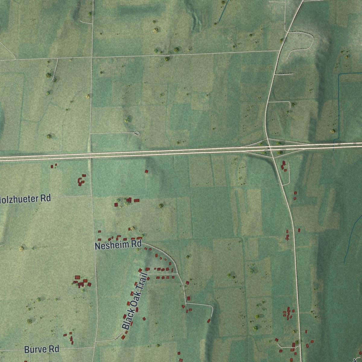 Second close-up of the map of the Town of Deerfield, Dane County, Wisconsin print showing more streets and buildings