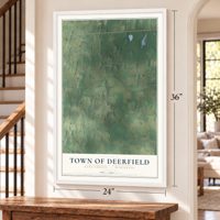 Town of Deerfield, Dane County, Wisconsin map, 24 x 36 inch print in a white frame by a staircase