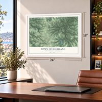 Town of Highland, Iowa County, Wisconsin map, 18 x 24 inch print in a white frame in a home office