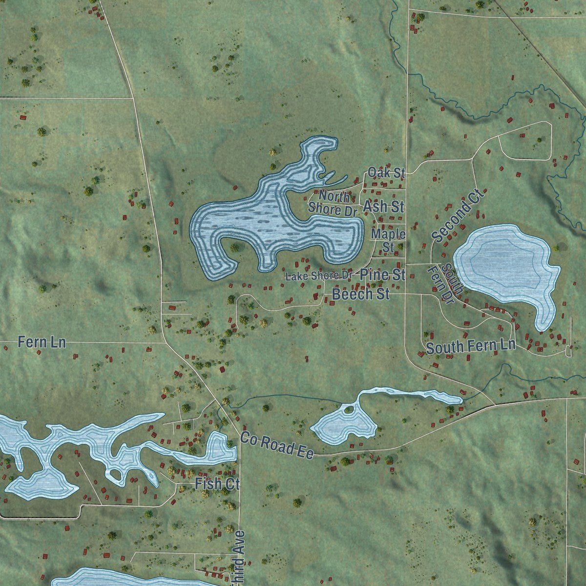 Second close-up of the map of the Town of Jackson, Adams County, Wisconsin print showing more streets and buildings