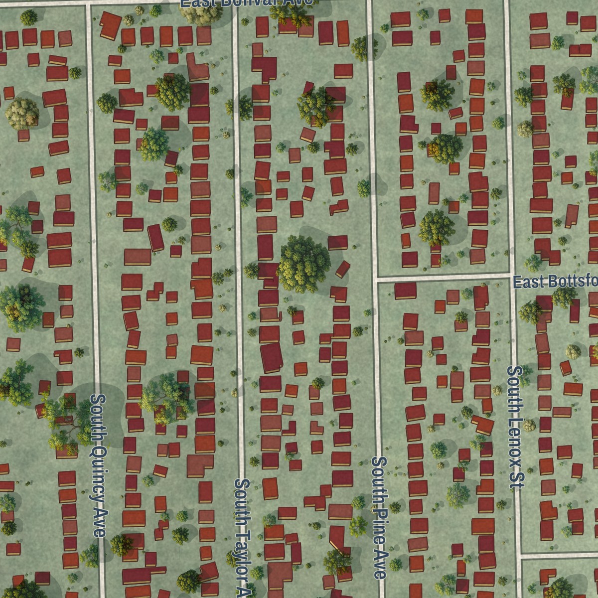 Second close-up of the map of the Town of Lake, Wisconsin print showing more streets and buildings