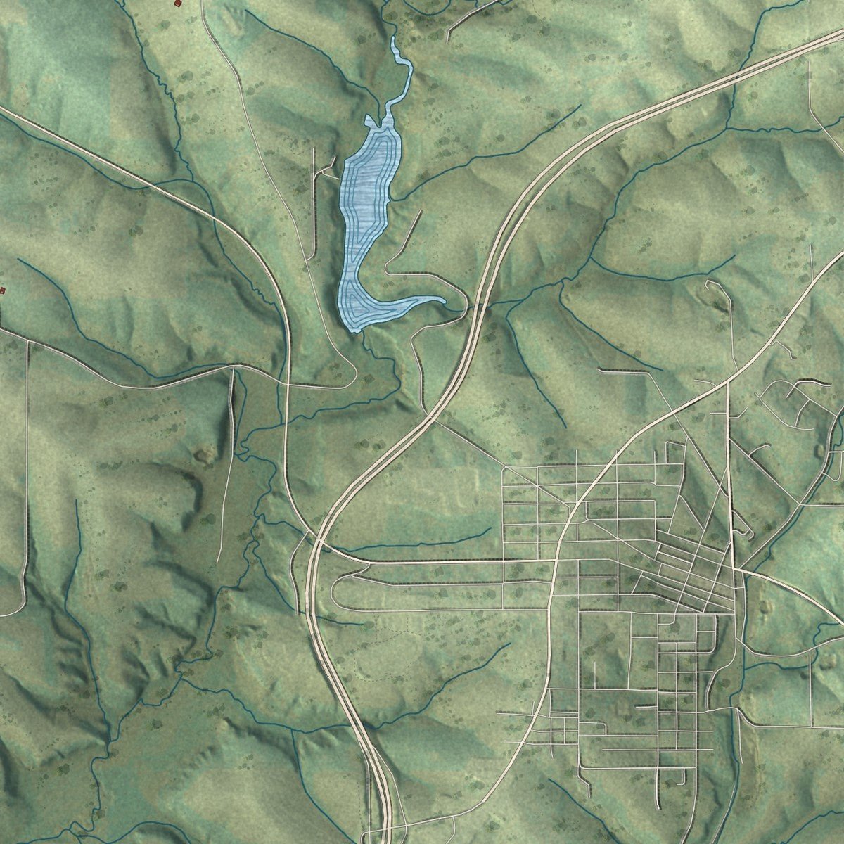 Second close-up of the map of the Town of Linden, Wisconsin print showing more streets and buildings