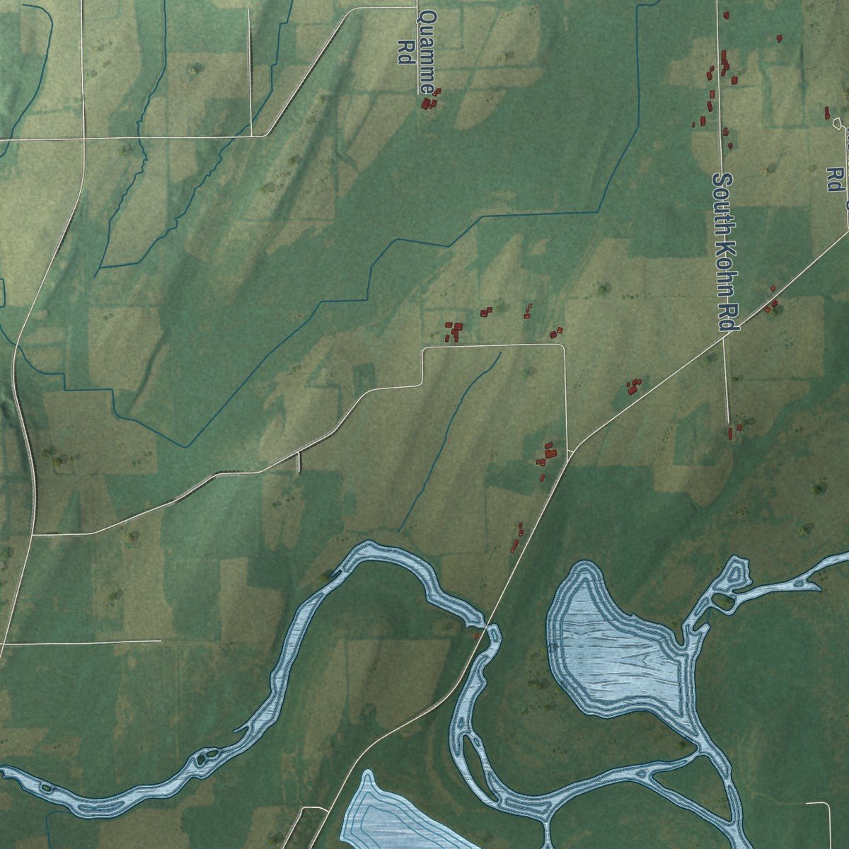 Second close-up of the map of the Town of Lowell, Wisconsin print showing more streets and buildings