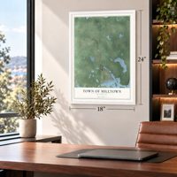 Town of Milltown, Wisconsin map, 18 x 24 inch print in a white frame in a home office