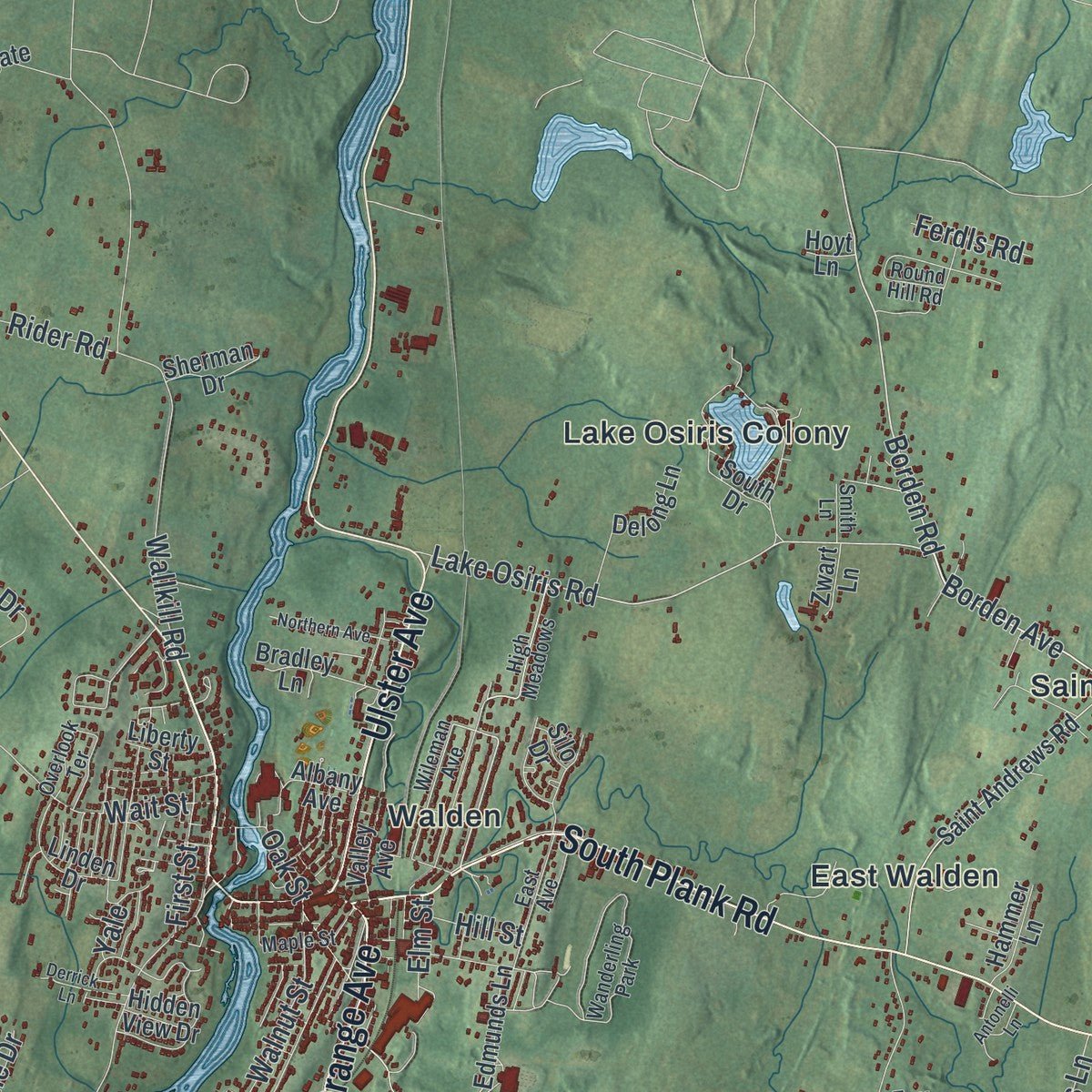 Second close-up of the map of the Town of Montgomery, New York print showing more streets and buildings