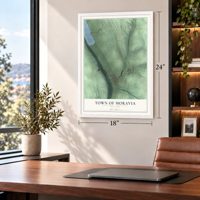Town of Moravia, New York map, 18 x 24 inch print in a white frame in a home office