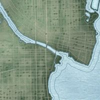 Second close-up of the map of the Town of Oshkosh, Wisconsin print showing more streets and buildings