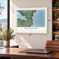 Town of Oshkosh, Wisconsin map, 18 x 24 inch print in a white frame in a home office