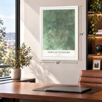 Town of Pittsford, New York map, 18 x 24 inch print in a white frame in a home office