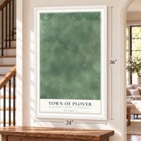 Town of Plover, Marathon County, Wisconsin map, 24 x 36 inch print in a white frame by a staircase