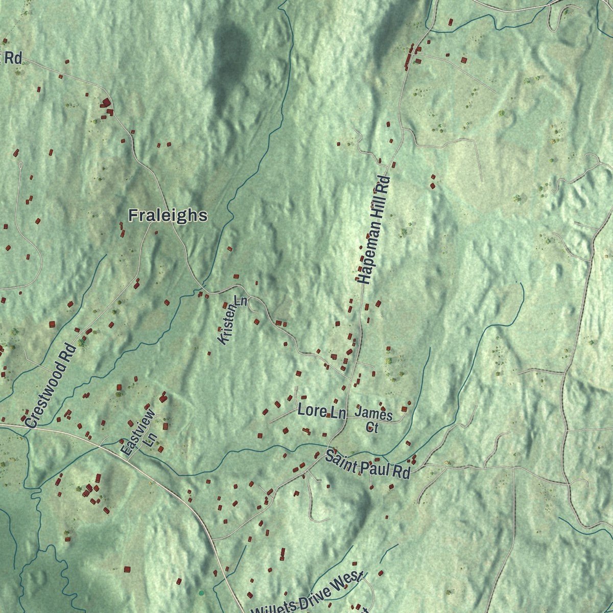 Second close-up of the map of the Town of Red Hook, New York print showing more streets and buildings