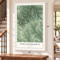Town of Ridgeway, Wisconsin map, 24 x 36 inch print in a white frame by a staircase