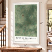 Town of Rosendale, Wisconsin map, 24 x 36 inch print in a white frame by a staircase