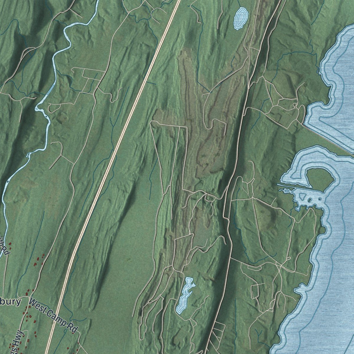 Second close-up of the map of the Town of Saugerties, New York print showing more streets and buildings