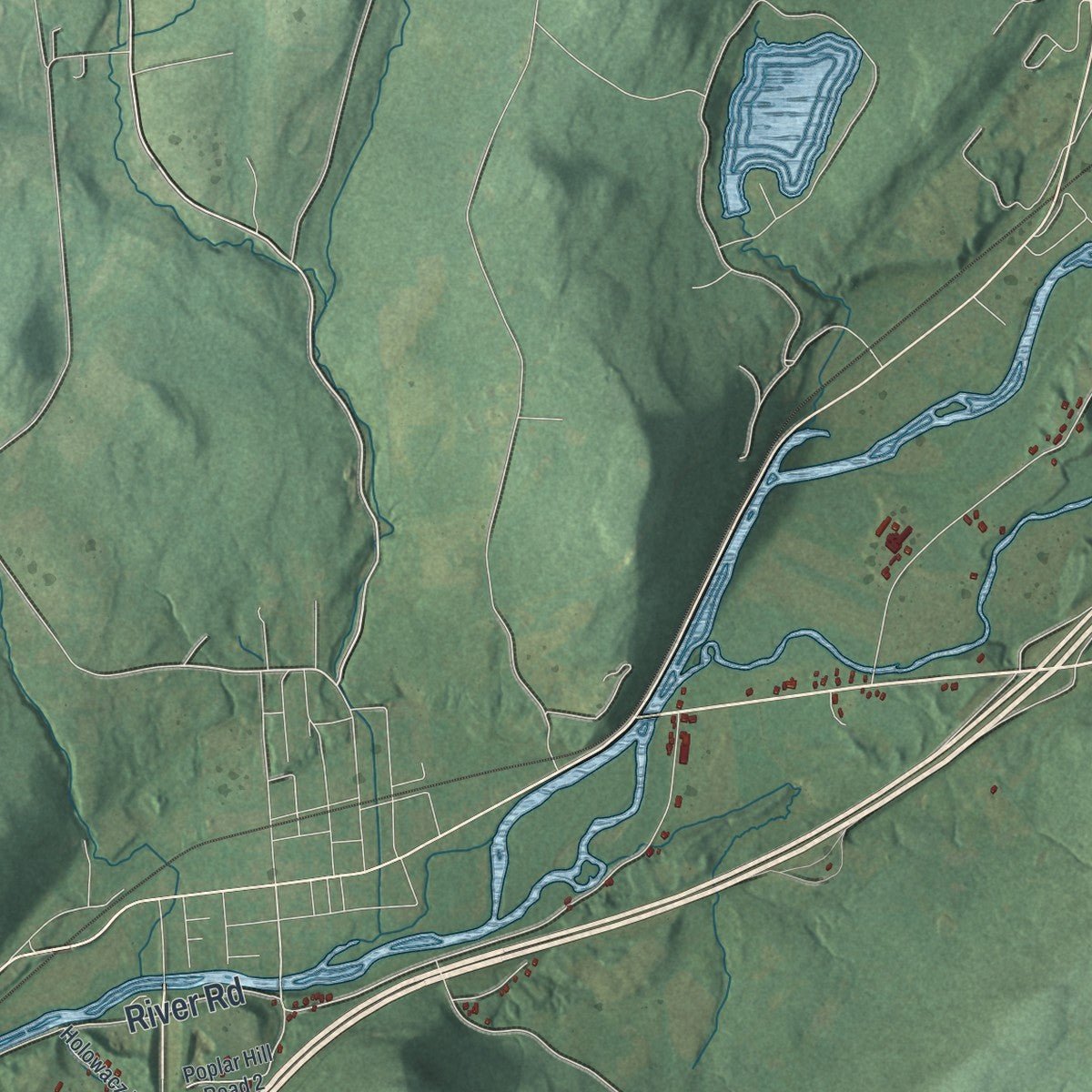 Second close-up of the map of the Town of Sidney, New York print showing more streets and buildings