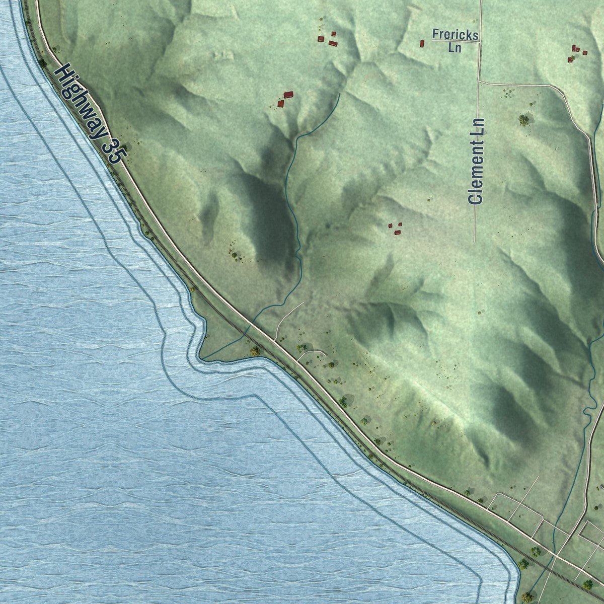 Second close-up of the map of the Town of Stockholm, Wisconsin print showing more streets and buildings