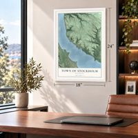 Town of Stockholm, Wisconsin map, 18 x 24 inch print in a white frame in a home office