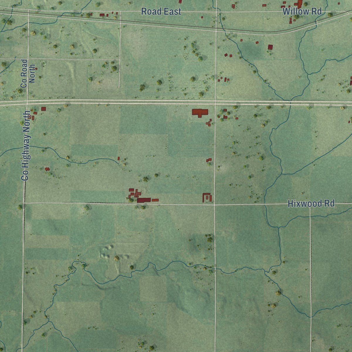Second close-up of the map of the Town of Thorp, Wisconsin print showing more streets and buildings