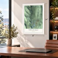 Town of Tully, New York map, 18 x 24 inch print in a white frame in a home office
