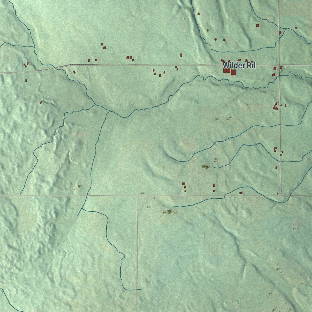 Second close-up of the map of the Town of Warsaw, New York print showing more streets and buildings