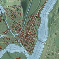 Second close-up of the map of the Town of Waterford, New York print showing more streets and buildings
