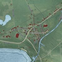 Second close-up of the map of the Town of Waterloo, New York print showing more streets and buildings