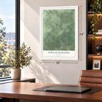 Town of Wautoma, Wisconsin map, 18 x 24 inch print in a white frame in a home office