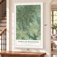 Town of Westfield, Sauk County, Wisconsin map, 24 x 36 inch print in a white frame by a staircase