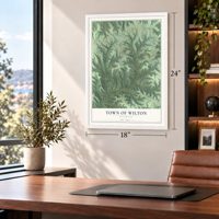 Town of Wilton, Wisconsin map, 18 x 24 inch print in a white frame in a home office
