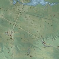 Second close-up of the map of the Town of Wyocena, Wisconsin print showing more streets and buildings