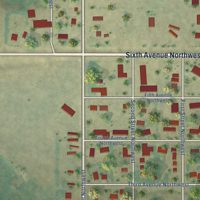 Second close-up of the map of Towner, North Dakota print showing more streets and buildings