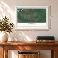 Townsend, Delaware map, 12 x 18 inch print in a white frame in an entryway