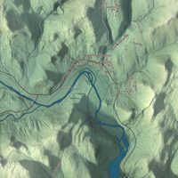 Close-up of the map of Townshend, Vermont print showing terrain and local geography