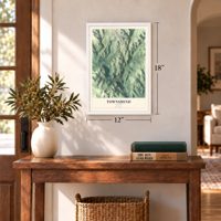 Townshend, Vermont map, 12 x 18 inch print in a white frame in an entryway